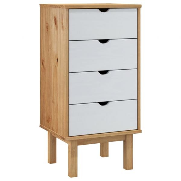 Schubladenschrank OTTA Braun & Weiß 45x39x90 cm Massivholz