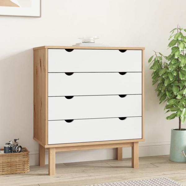 ARDEBO.de - Schubladenschrank OTTA Braun&Weiß 76,5x39,5x90 cm Massivholz