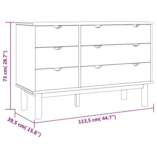 Schubladenschrank OTTA Braun & Grau 111x43x73,5 cm Massivholz