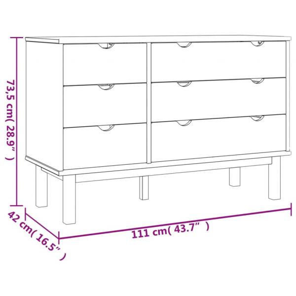 Schubladenschrank OTTA Braun & Grau 111x43x73,5 cm Massivholz