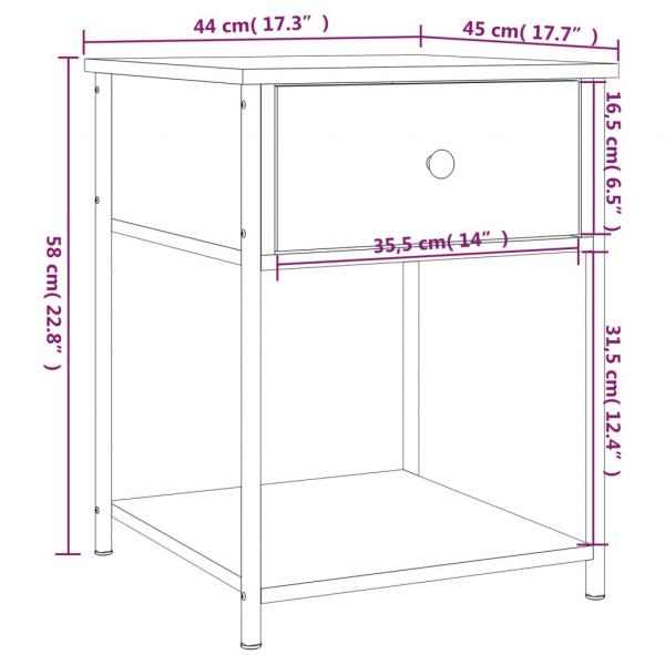 Nachttische 2 Stk. Grau Sonoma 44x45x58 cm Holzwerkstoff