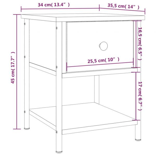 Nachttische 2 Stk. Grau Sonoma 34x35,5x45 cm Holzwerkstoff