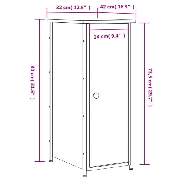 Nachttisch Braun Eichen-Optik 32x42x80 cm Holzwerkstoff