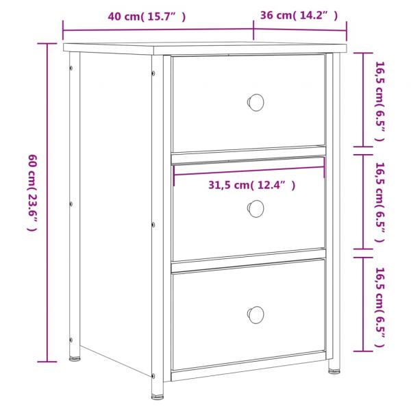 Nachttisch Braun Eichen-Optik 40x36x60 cm Holzwerkstoff