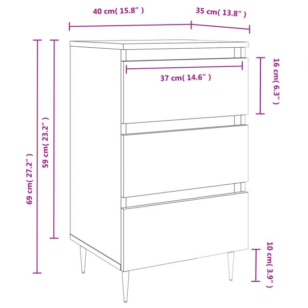 Nachttische 2 Stk. Grau Sonoma 40x35x69 cm Holzwerkstoff