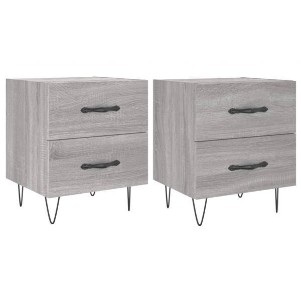 Nachttische 2 Stk. Grau Sonoma 40x35x47,5 cm Holzwerkstoff