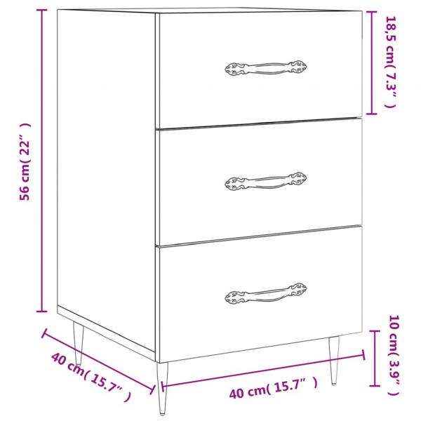 Nachttisch Grau Sonoma 40x40x66 cm Holzwerkstoff