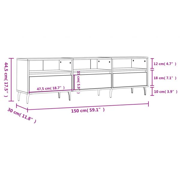 TV-Schrank Grau Sonoma 150x30x44,5 cm Holzwerkstoff