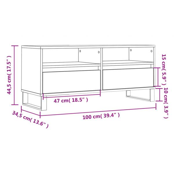 TV-Schrank Hochglanz-Weiß 100x34,5x44,5 cm Holzwerkstoff