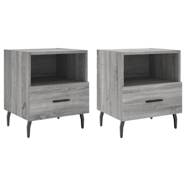 Nachttische 2 Stk. Grau Sonoma 40x35x47,5 cm Holzwerkstoff