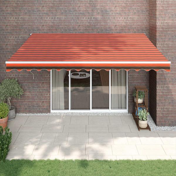 ARDEBO.de - Markise Einziehbar Orange und Braun 4x3 m Stoff und Aluminium