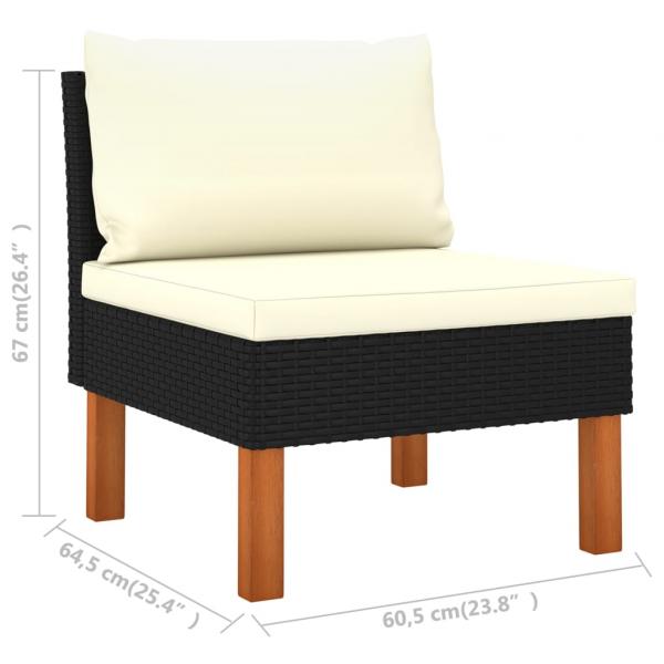 8-tlg. Garten-Lounge-Set Poly Rattan Eukalyptusholz Schwarz