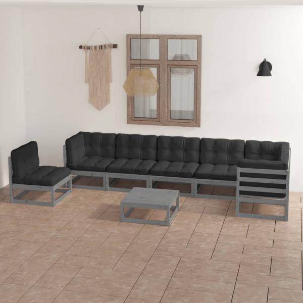 ARDEBO.de - 8-tlg. Garten-Lounge-Set mit Kissen Massivholz Kiefer