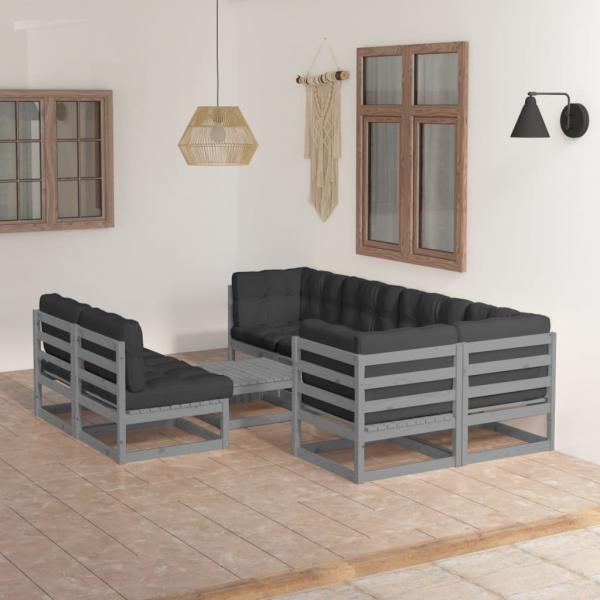 ARDEBO.de - 8-tlg. Garten-Lounge-Set mit Kissen Massivholz Kiefer