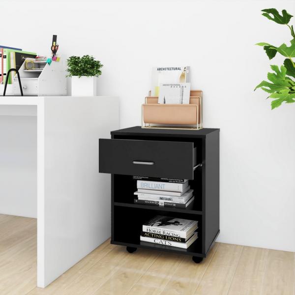 Rollschrank Schwarz 46x36x59 cm Holzwerkstoff