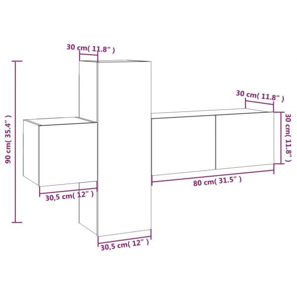 3-tlg. TV-Schrank-Set Braun Eichen-Optik Holzwerkstoff