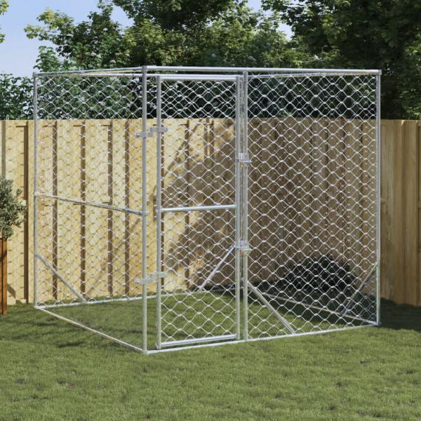 ARDEBO.de - Outdoor-Hundezwinger Silbern 2x2x2 m Verzinkter Stahl