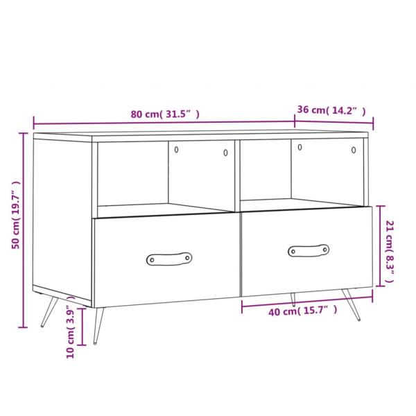 TV-Schrank Betongrau 80x36x50 cm Holzwerkstoff