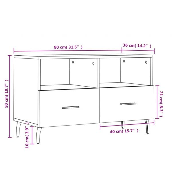 TV-Schrank Betongrau 80x36x50 cm Holzwerkstoff