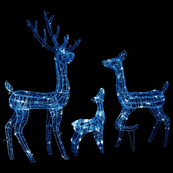 LED-Rentier-Familie Weihnachtsdeko Acryl 300 LED Blau