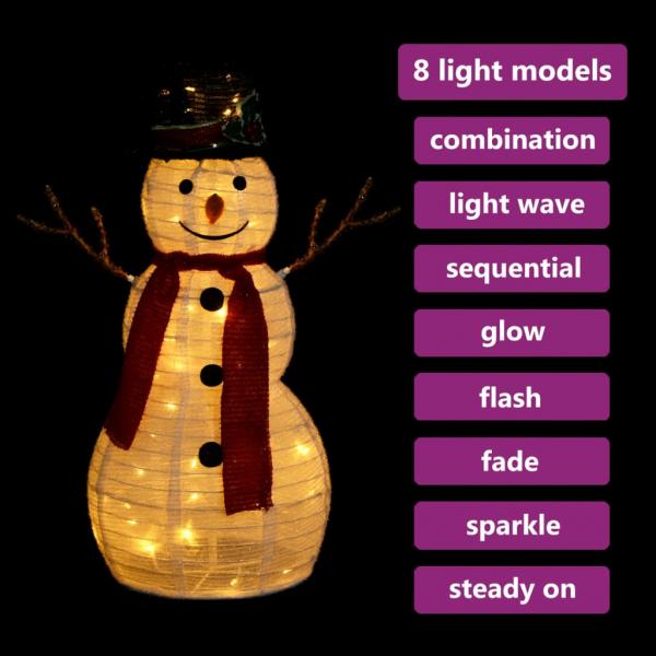 LED-Schneemann Weihnachtsfigur Luxus-Stoff 60 cm