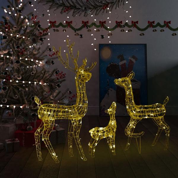 ARDEBO.de - LED-Rentier-Familie Weihnachtsdeko Acryl 300 LED Warmweiß