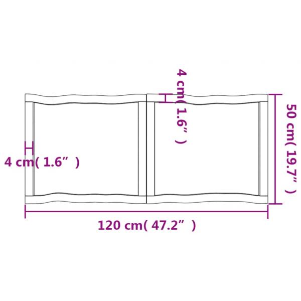 Tischplatte 120x50x(2-4) cm Massivholz Behandelt Baumkante