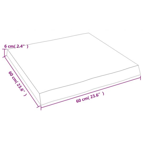 Tischplatte 60x60x(2-6) cm Massivholz Behandelt Baumkante