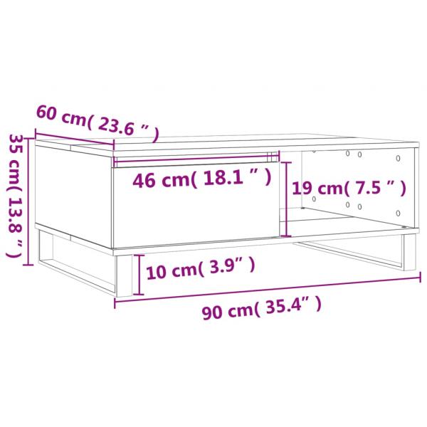 Couchtisch Grau Sonoma 90x60x35 cm Holzwerkstoff