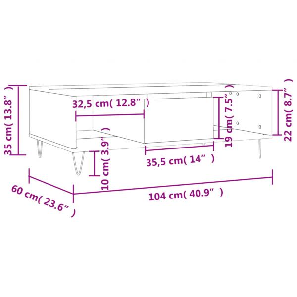 Couchtisch Schwarz 104x60x35 cm Holzwerkstoff