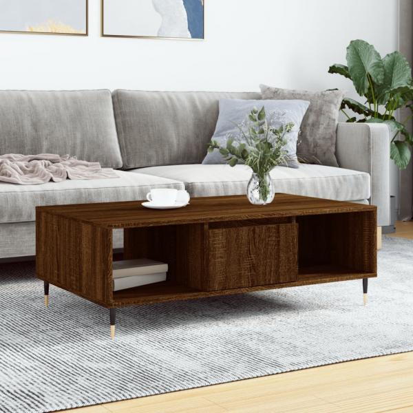 ARDEBO.de - Couchtisch Braun Eichen-Optik 104x60x35 cm Holzwerkstoff