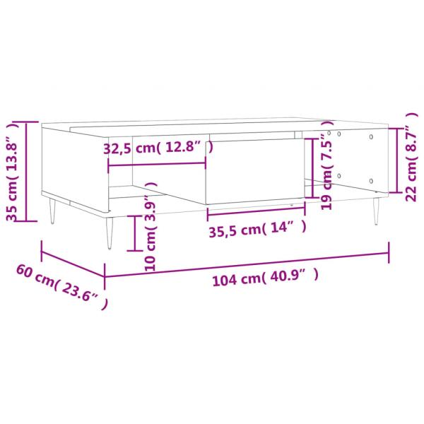 Couchtisch Grau Sonoma 104x60x35 cm Holzwerkstoff