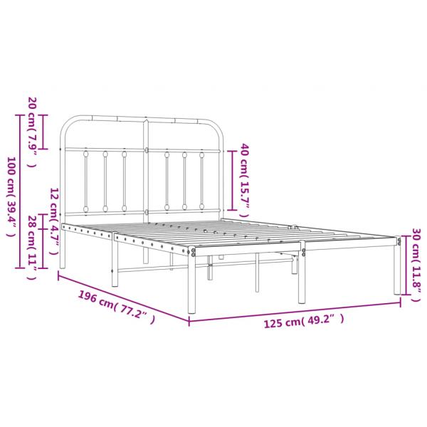 Bettgestell mit Kopfteil Metall Schwarz 120x190 cm