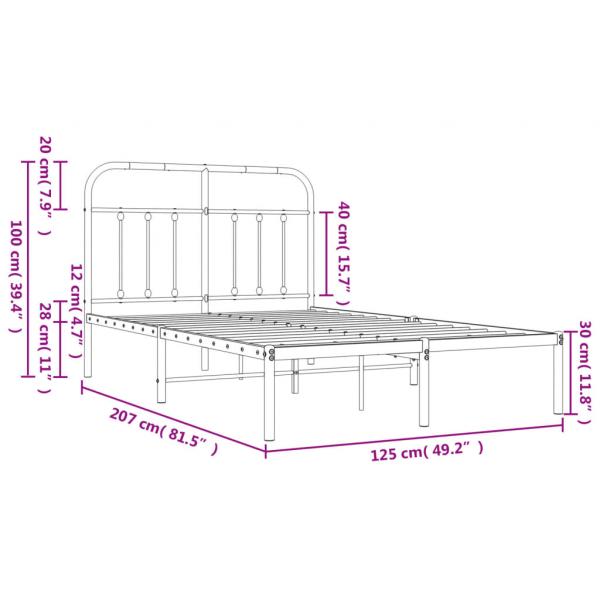 Bettgestell mit Kopfteil Metall Schwarz 120x200 cm