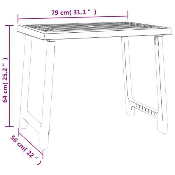 Campingtisch Anthrazit 79x56x64 cm PP Holzoptik