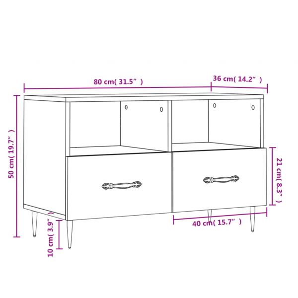 TV-Schrank Räuchereiche 80x36x50 cm Holzwerkstoff