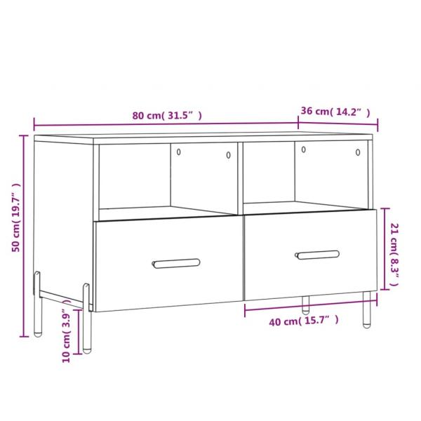 TV-Schrank Räuchereiche 80x36x50 cm Holzwerkstoff