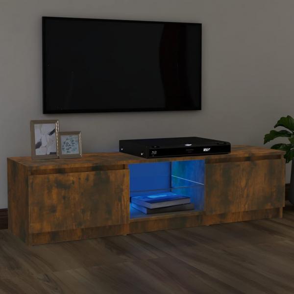 ARDEBO.de - TV-Schrank mit LED-Leuchten Räuchereiche 120x30x35,5 cm