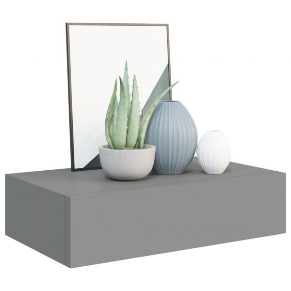 Wandregale mit Schubladen 2 Stk. Grau 40x23,5x10 cm MDF