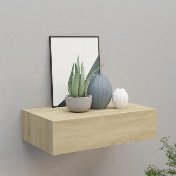 ARDEBO.de - Wandregal mit Schublade Eichen-Optik 40x23,5x10 cm MDF