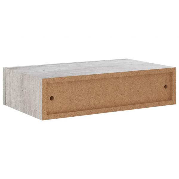 Wandregale mit Schubladen 2 Stk. Betongrau 40x23,5x10 cm MDF