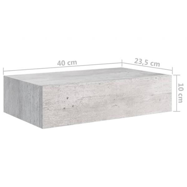 Wandregale mit Schubladen 2 Stk. Betongrau 40x23,5x10 cm MDF