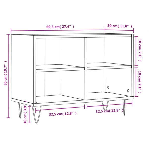 TV-Schrank Betongrau 69,5x30x50 cm Holzwerkstoff