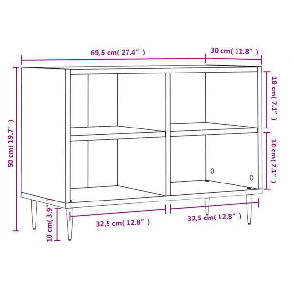 TV-Schrank Betongrau 69,5x30x50 cm Holzwerkstoff