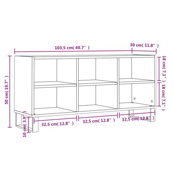 TV-Schrank Betongrau 103,5x30x50 cm Holzwerkstoff