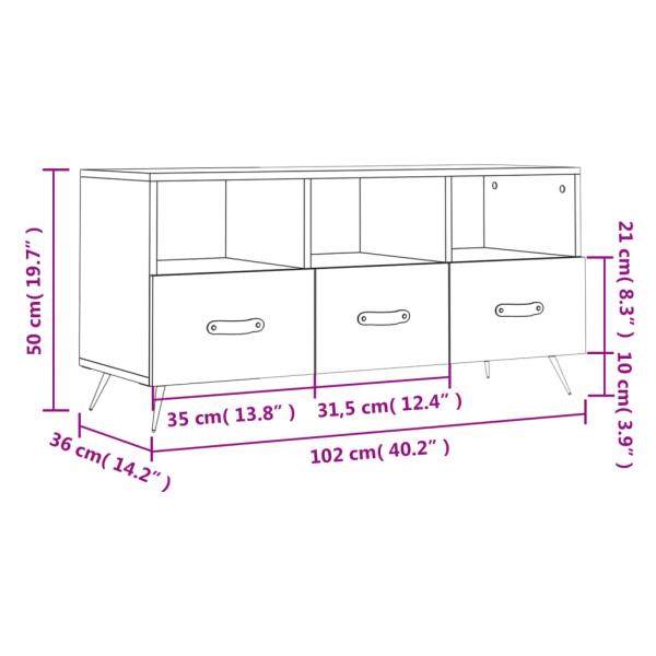 TV-Schrank Betongrau 102x36x50 cm Holzwerkstoff