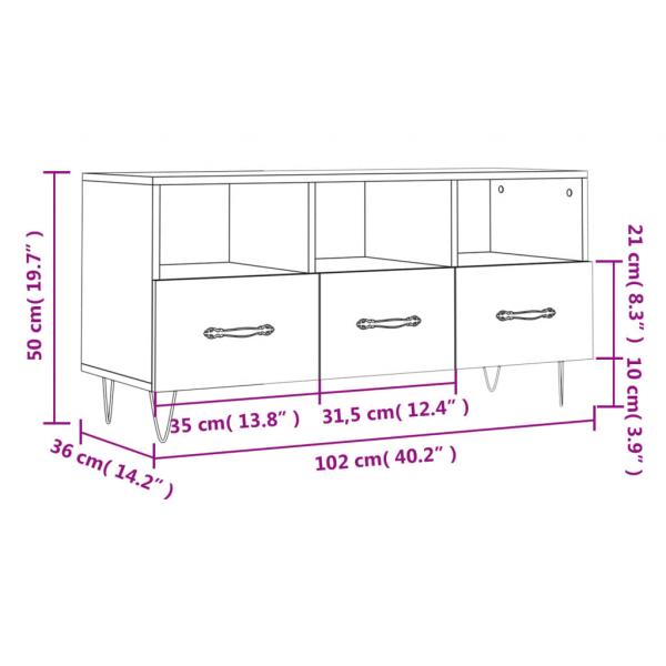 TV-Schrank Betongrau 102x36x50 cm Holzwerkstoff