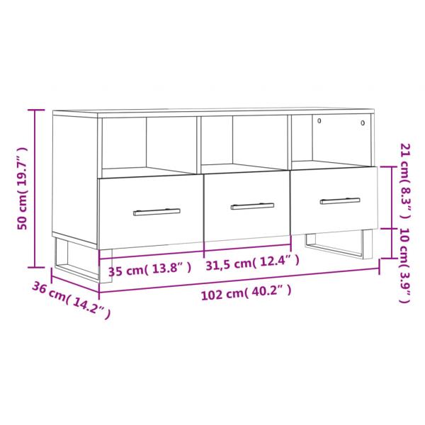 TV-Schrank Betongrau 102x36x50 cm Holzwerkstoff