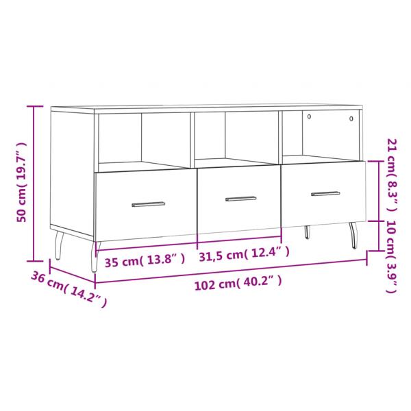 TV-Schrank Hochglanz-Weiß 102x36x50 cm Holzwerkstoff