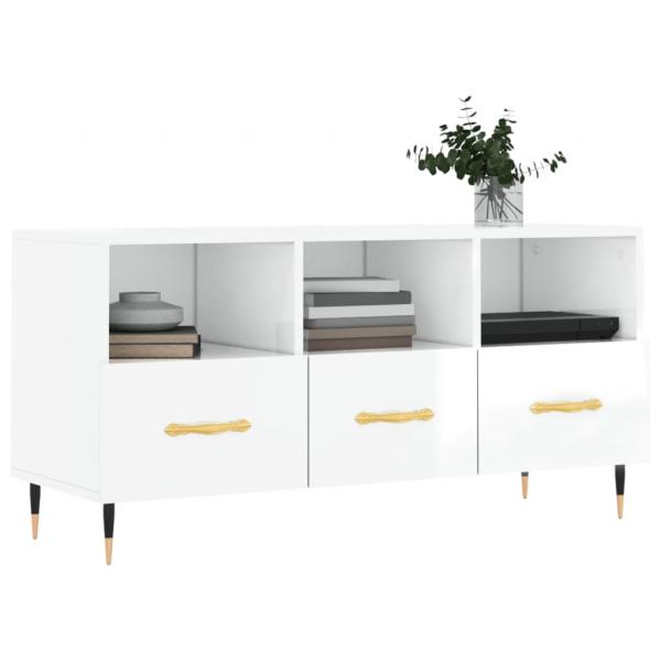 TV-Schrank Hochglanz-Weiß 102x36x50 cm Holzwerkstoff